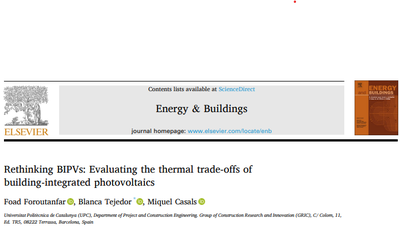 El grup de recerca GRIC replanteja els sistemes fotovoltaics integrats en edificis (BIPV) i n’avalua els compromisos tèrmics